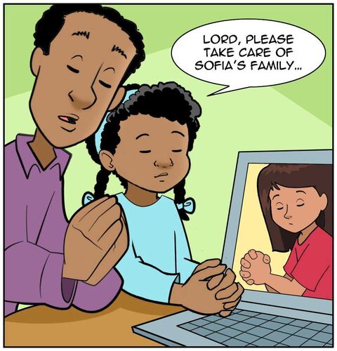 All three pray with Casey saying, “Lord, please take care of Sofia’s family…”